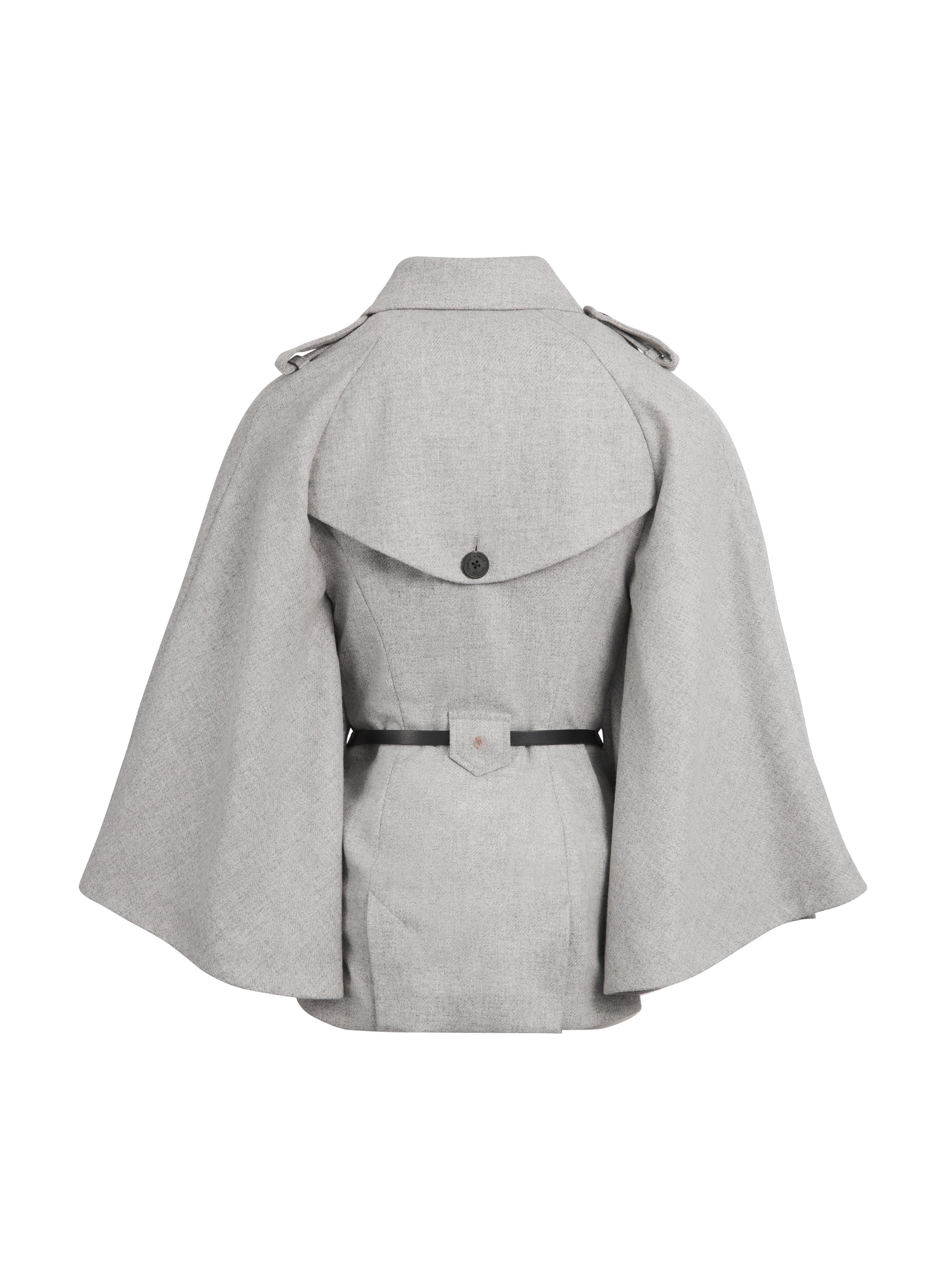 Sienna Wool Cape - Light Grey - Image 3