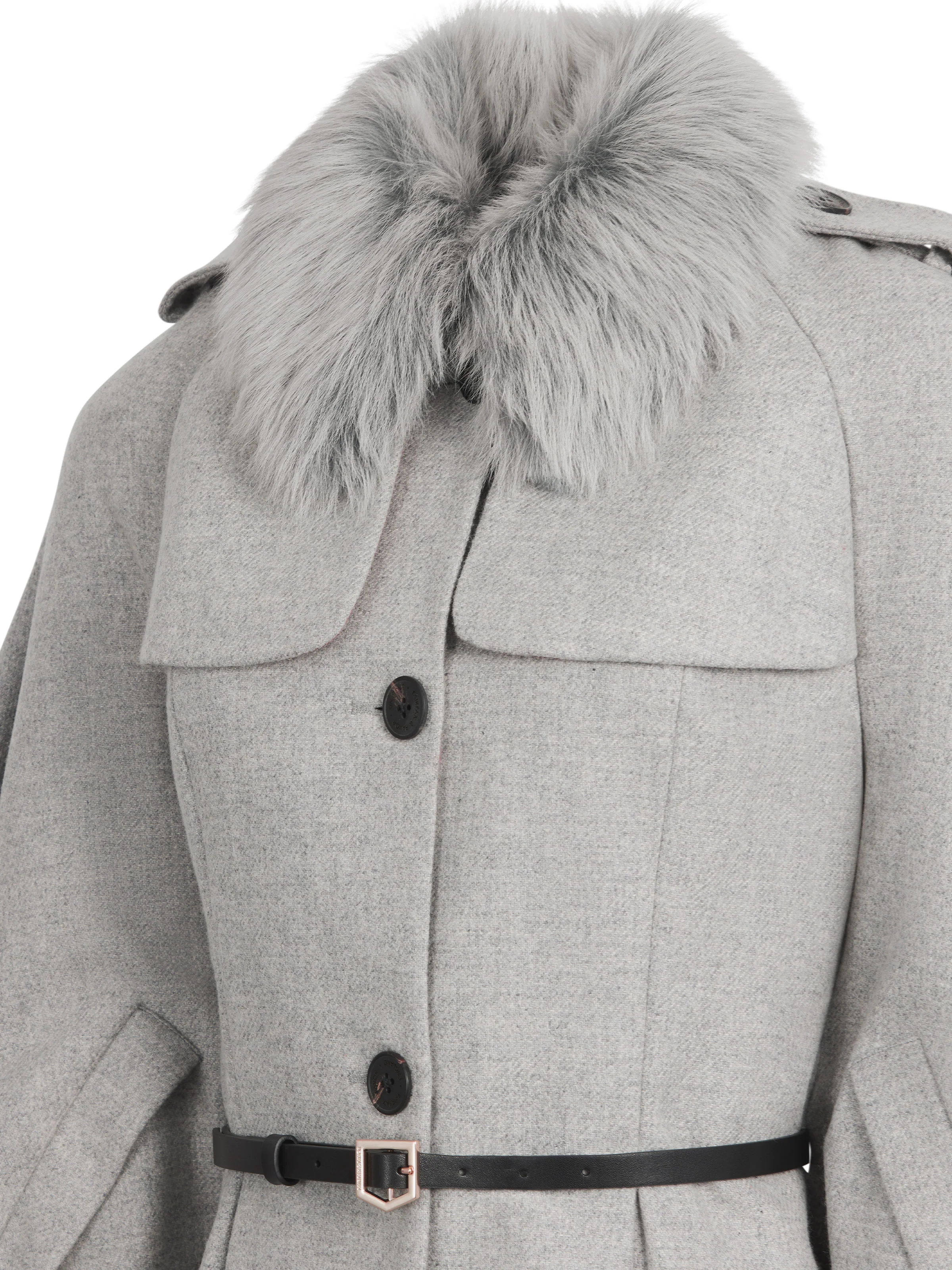 Sienna Wool Cape - Light Grey - Image 4