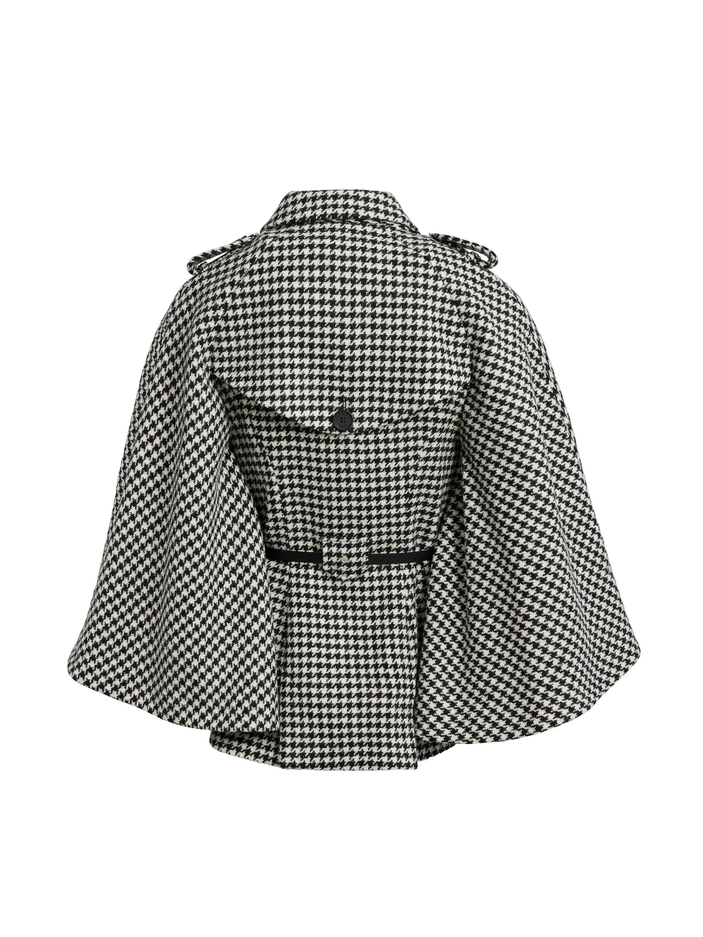 Sienna Wool Cape - Monochrome Houndstooth - Image 3