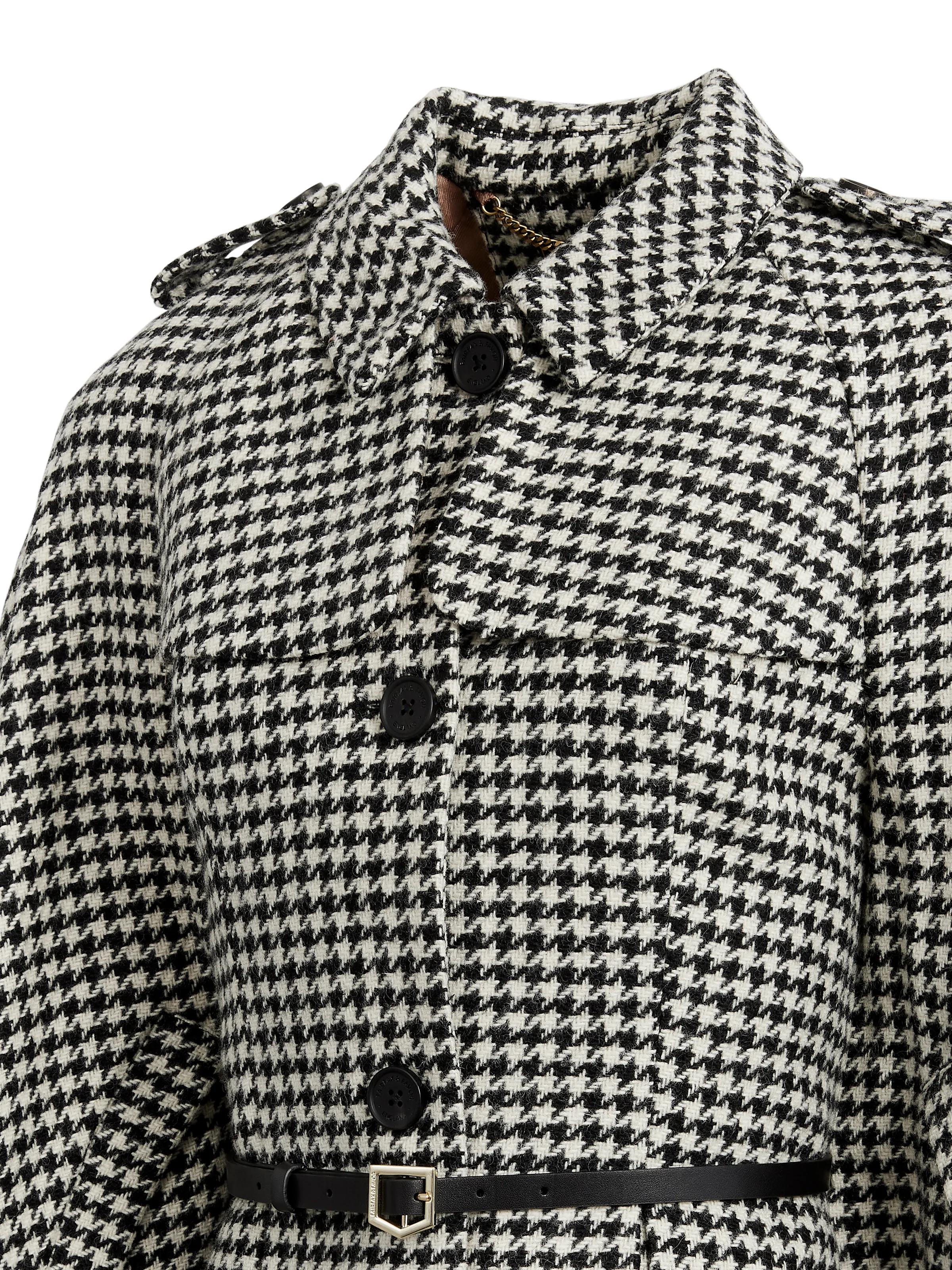 Sienna Wool Cape - Monochrome Houndstooth - Image 4
