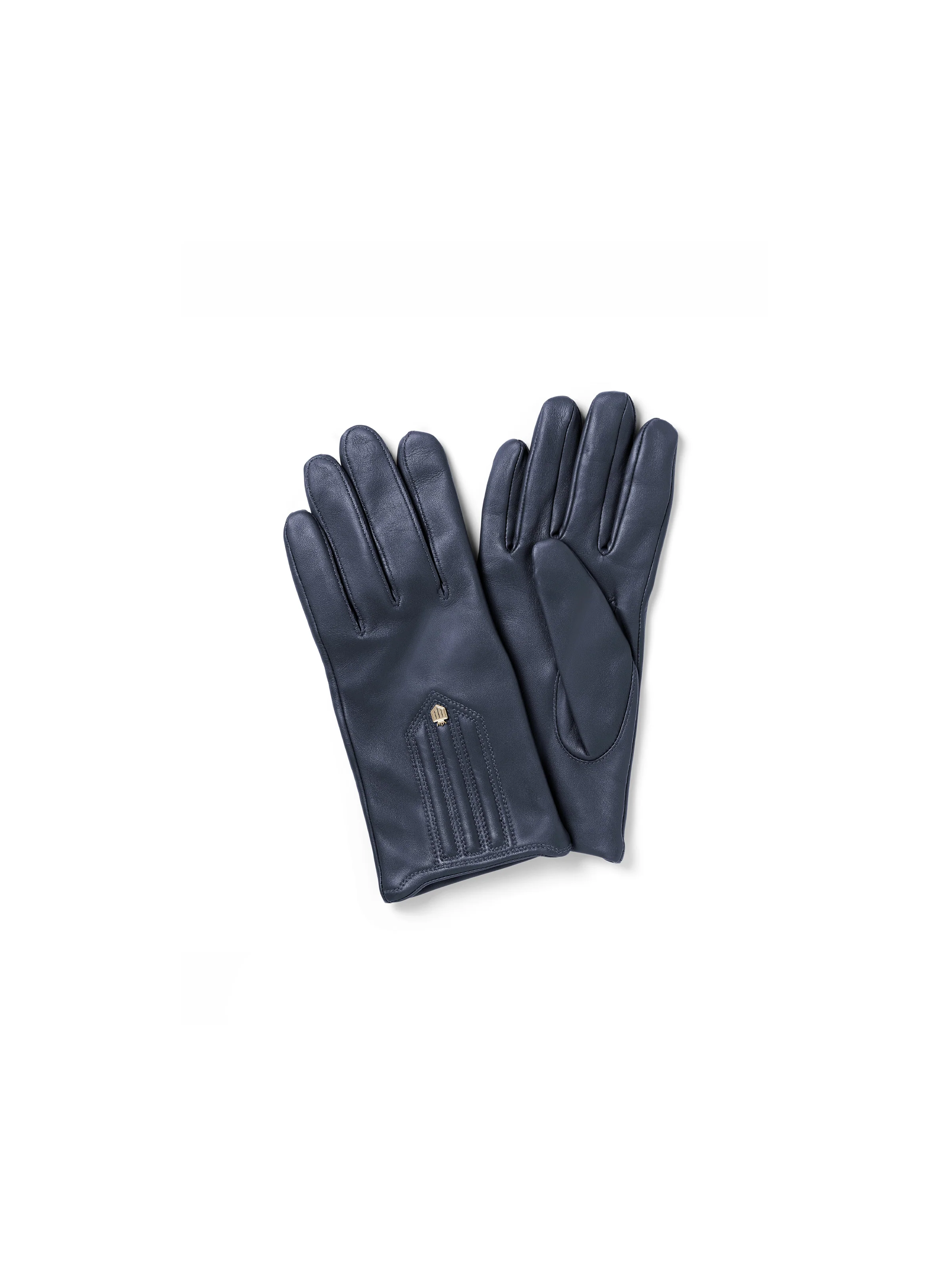 Signature Cashmere & Wool Lined Gloves - Navy - Image 2
