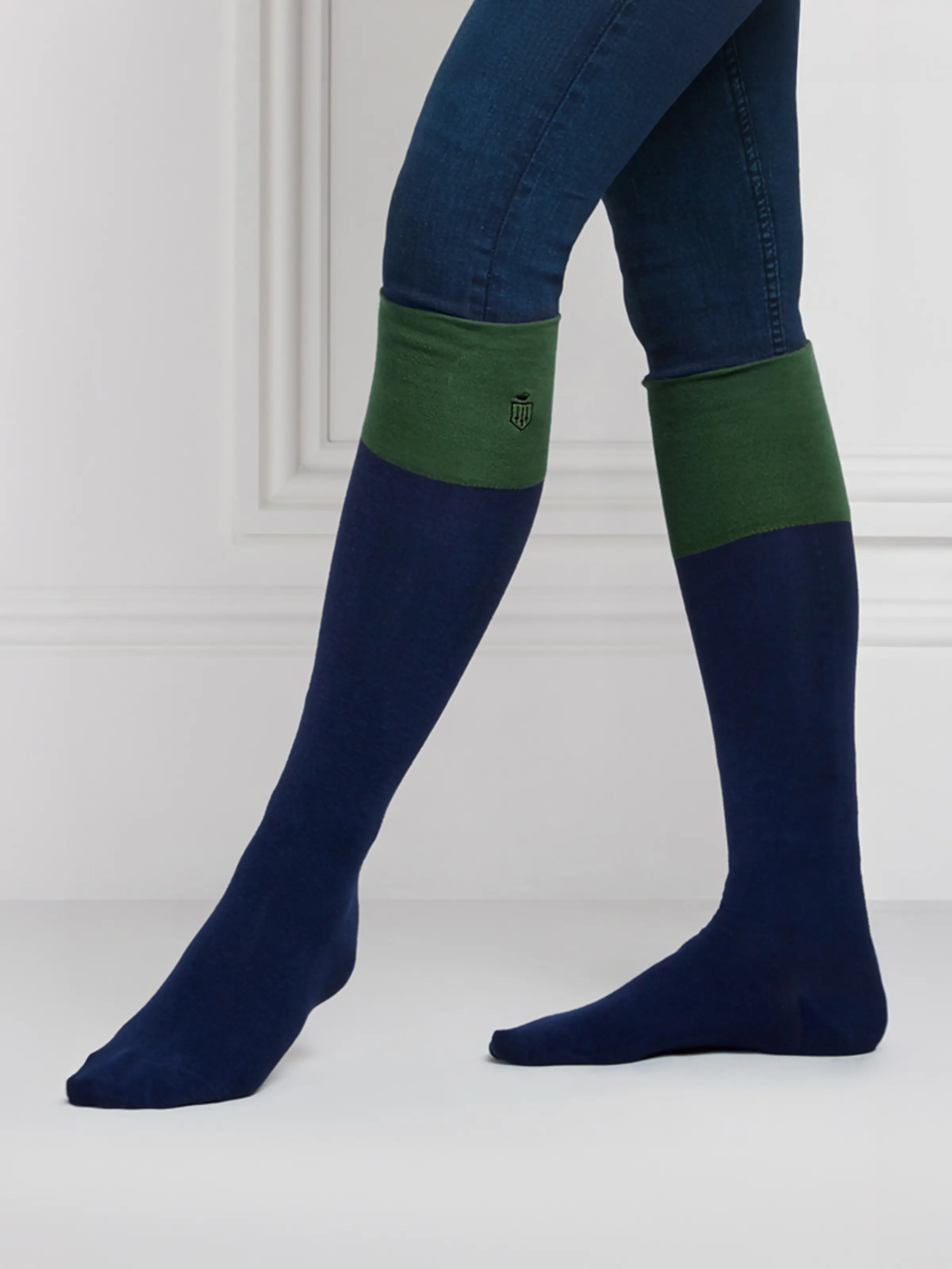 Signature Women's Knee High Socks - Navy & Forest Green - Image 3