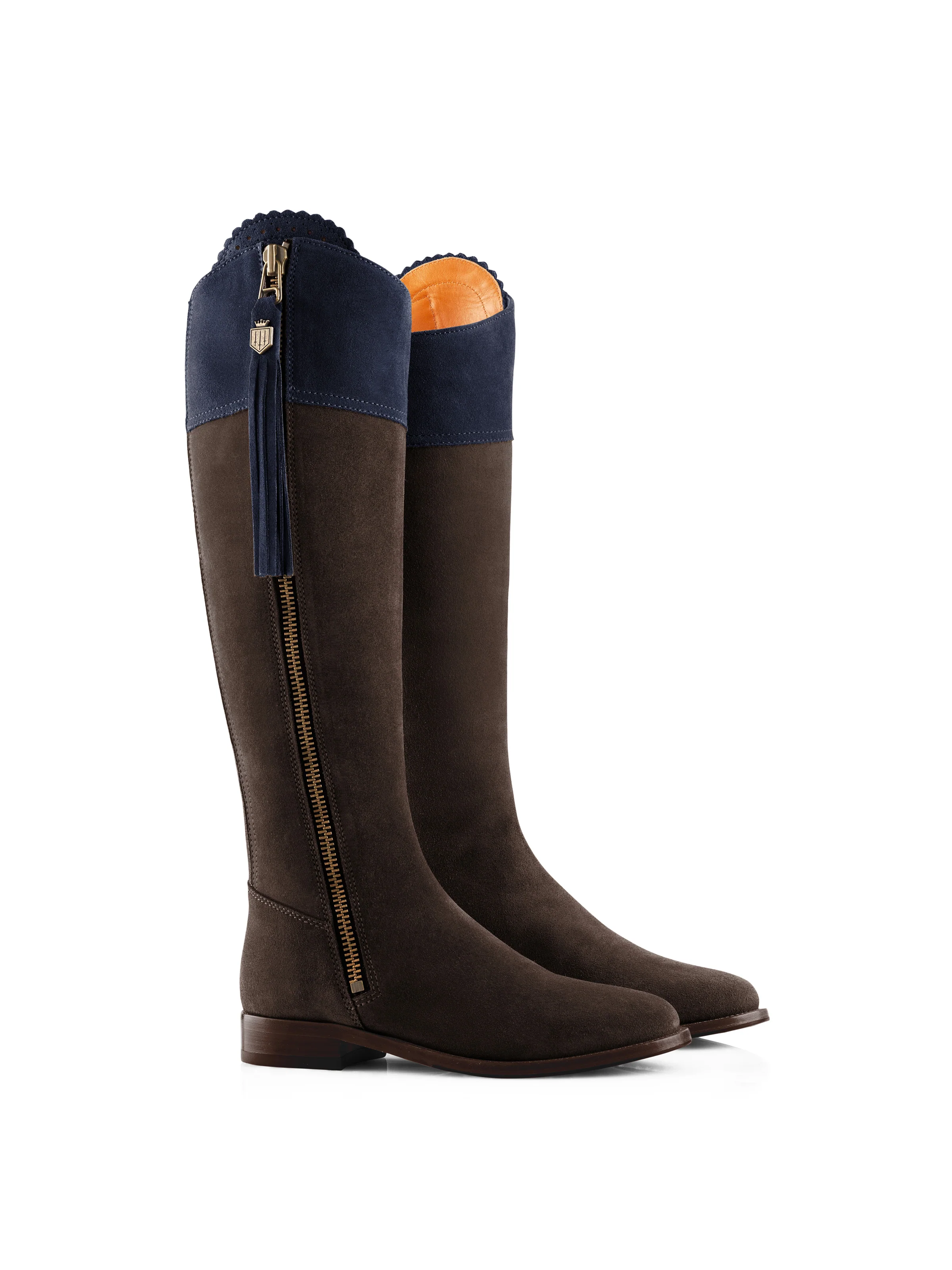 Regina (Sporting Fit) - Chocolate & Navy Suede - Image 3