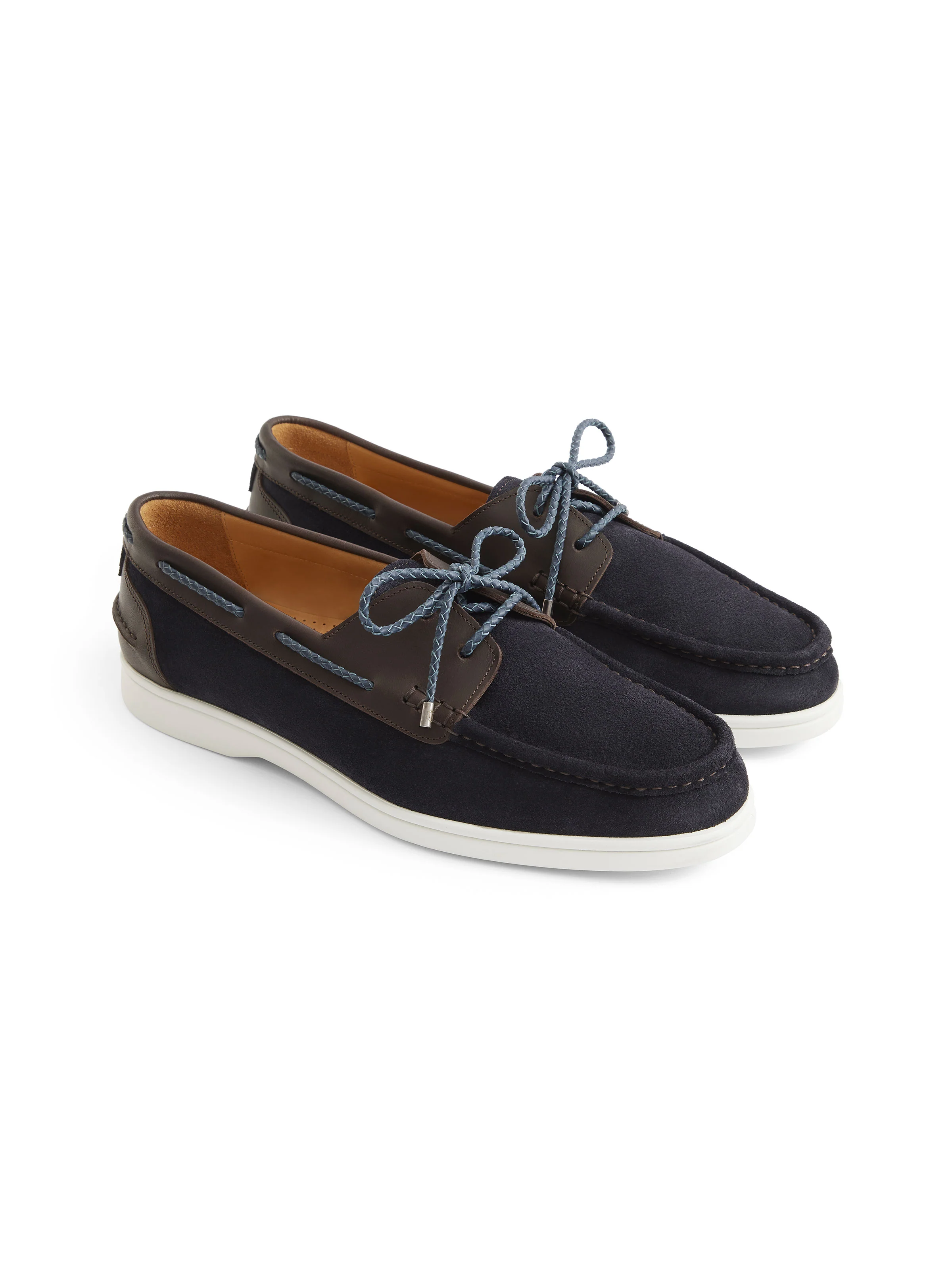 Wells - Navy & Chocolate Suede - Image 3