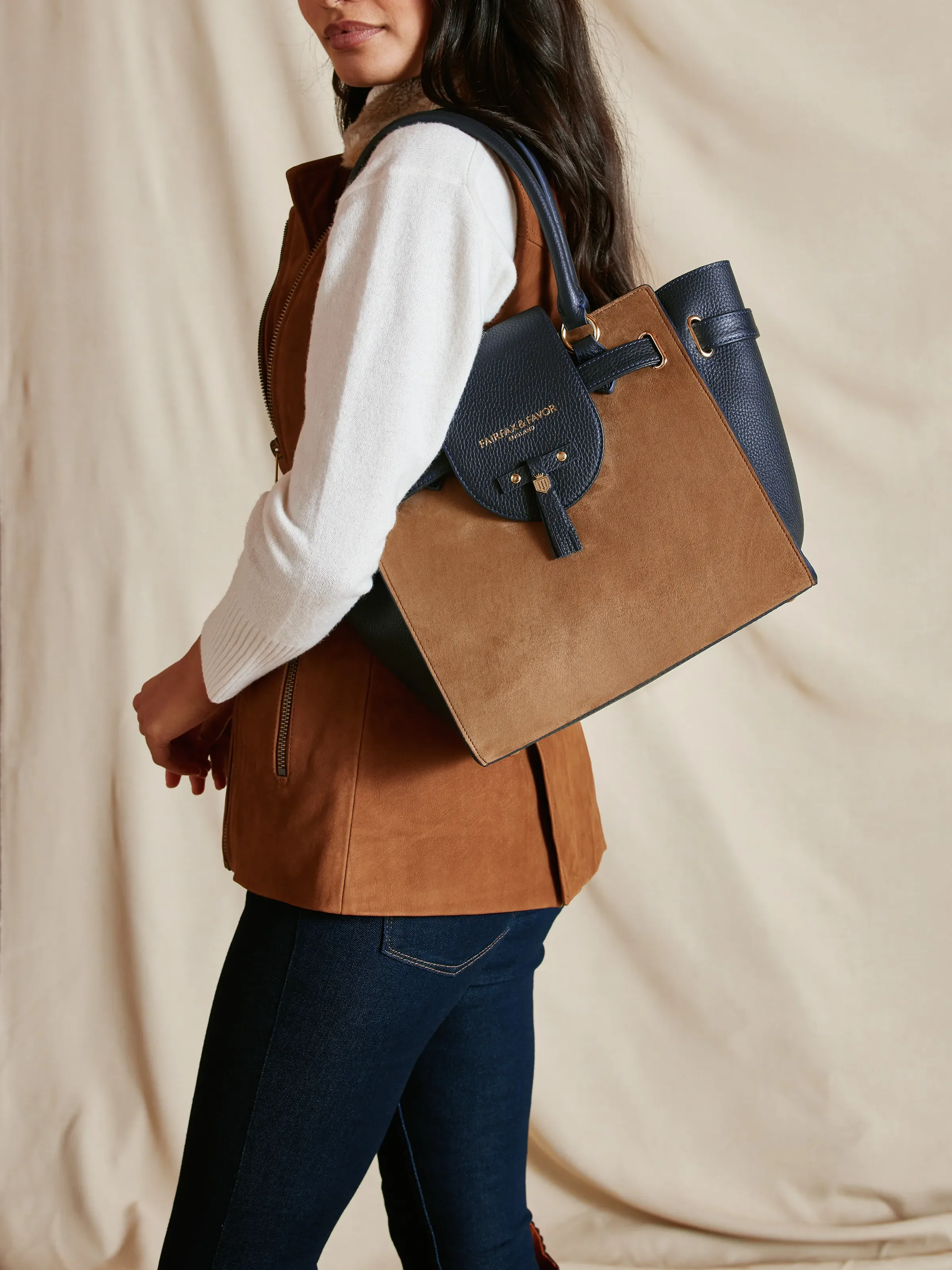 Windsor Tote - Tan & Navy - Image 2