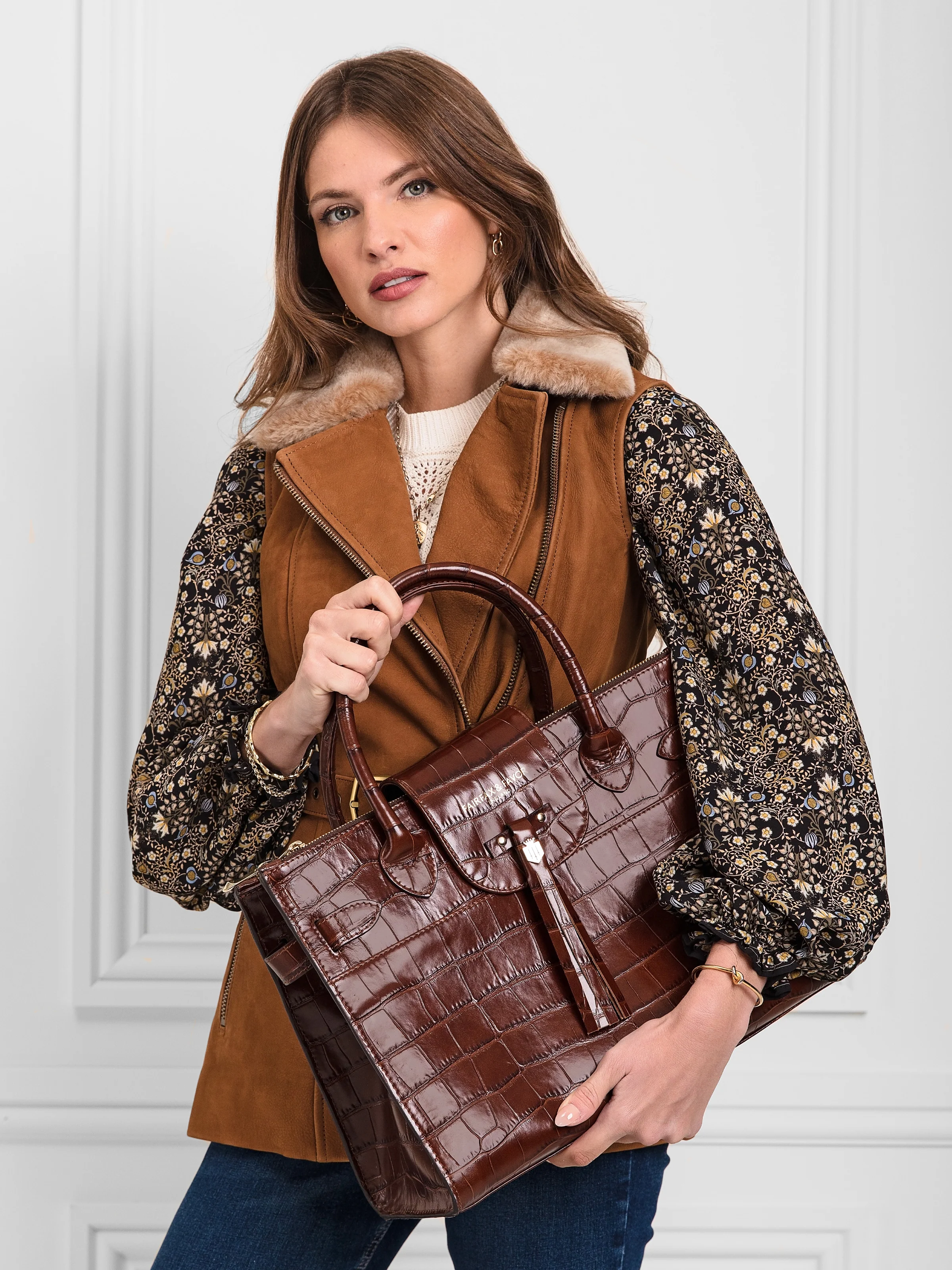 Windsor Work Bag - Conker Croc Leather - Image 2