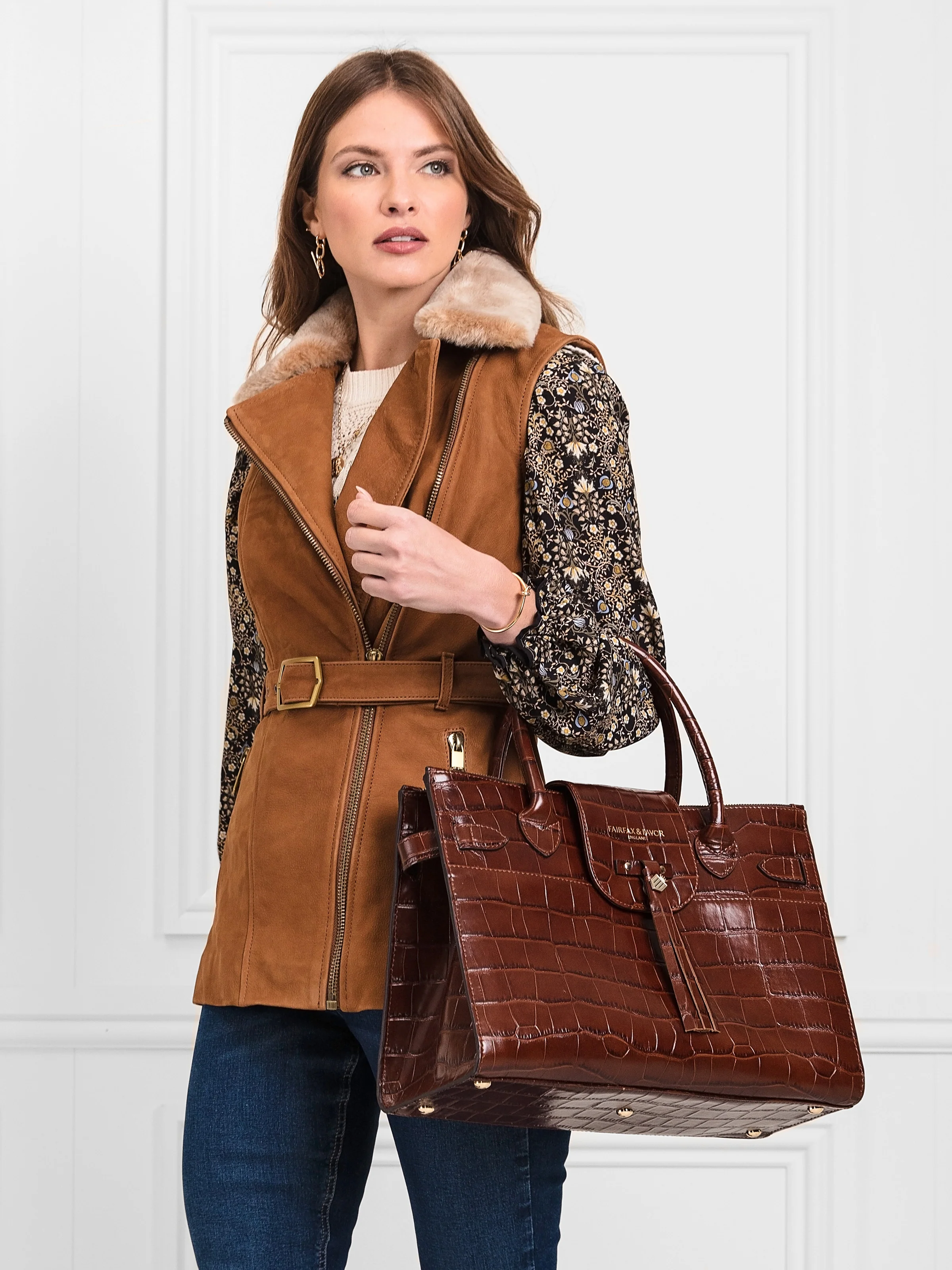 Windsor Work Bag - Conker Croc Leather - Image 6