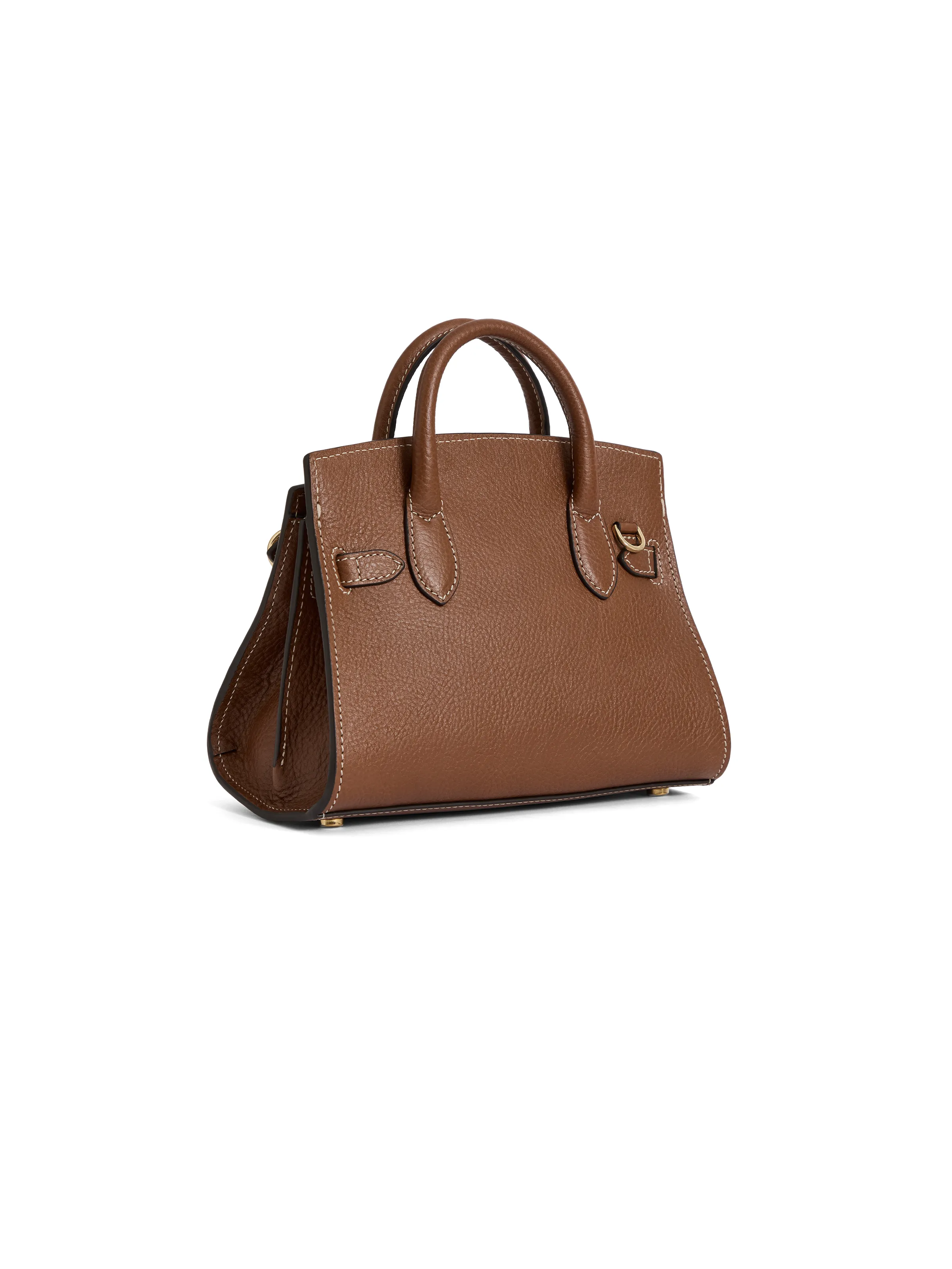 Town & Country - Micro Top Handle Bag - Tan Pebbled Leather - Image 3