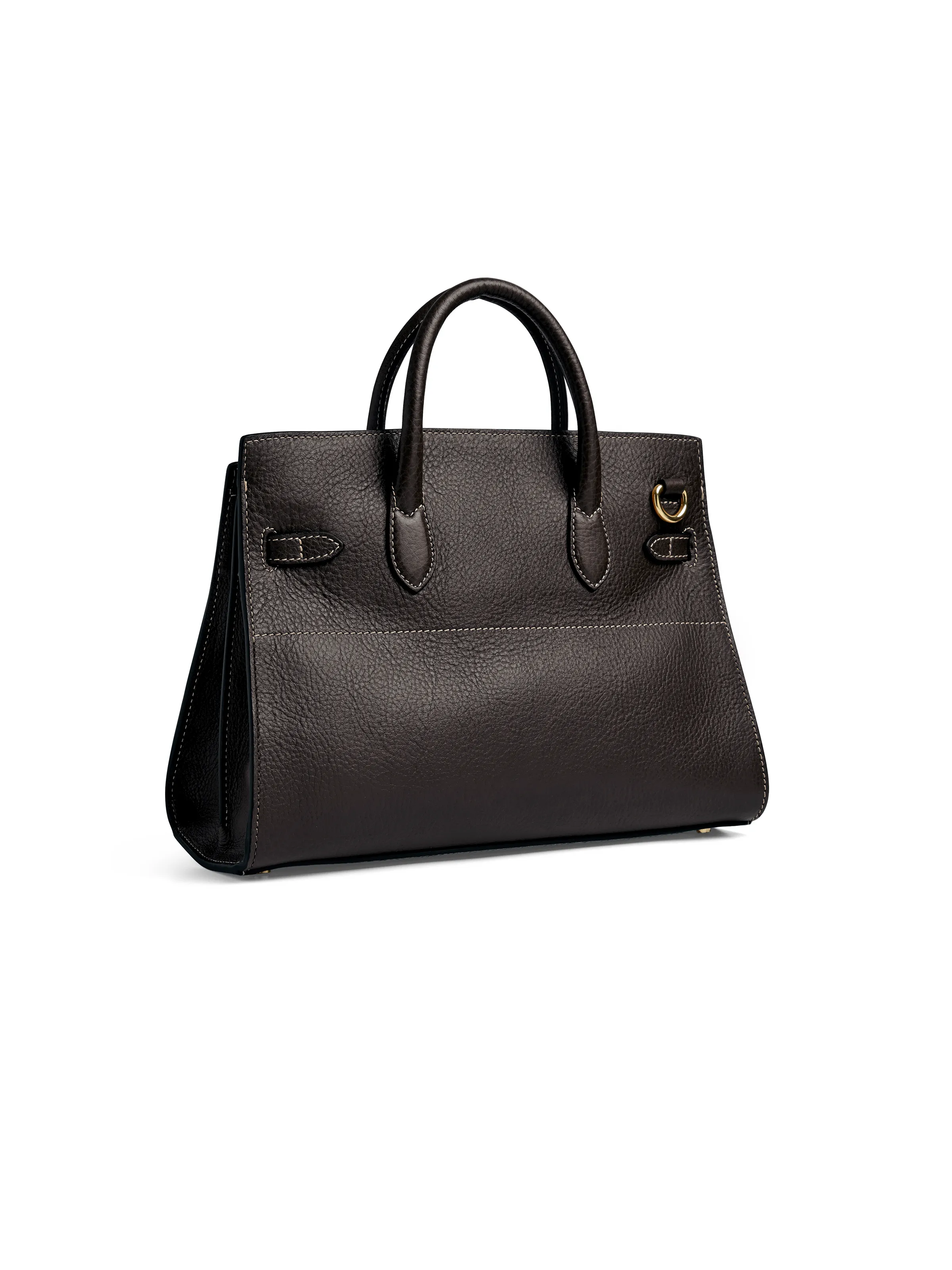 Town & Country Collection - Top Handle Bag - Chocolate Pebbled Leather - Image 3