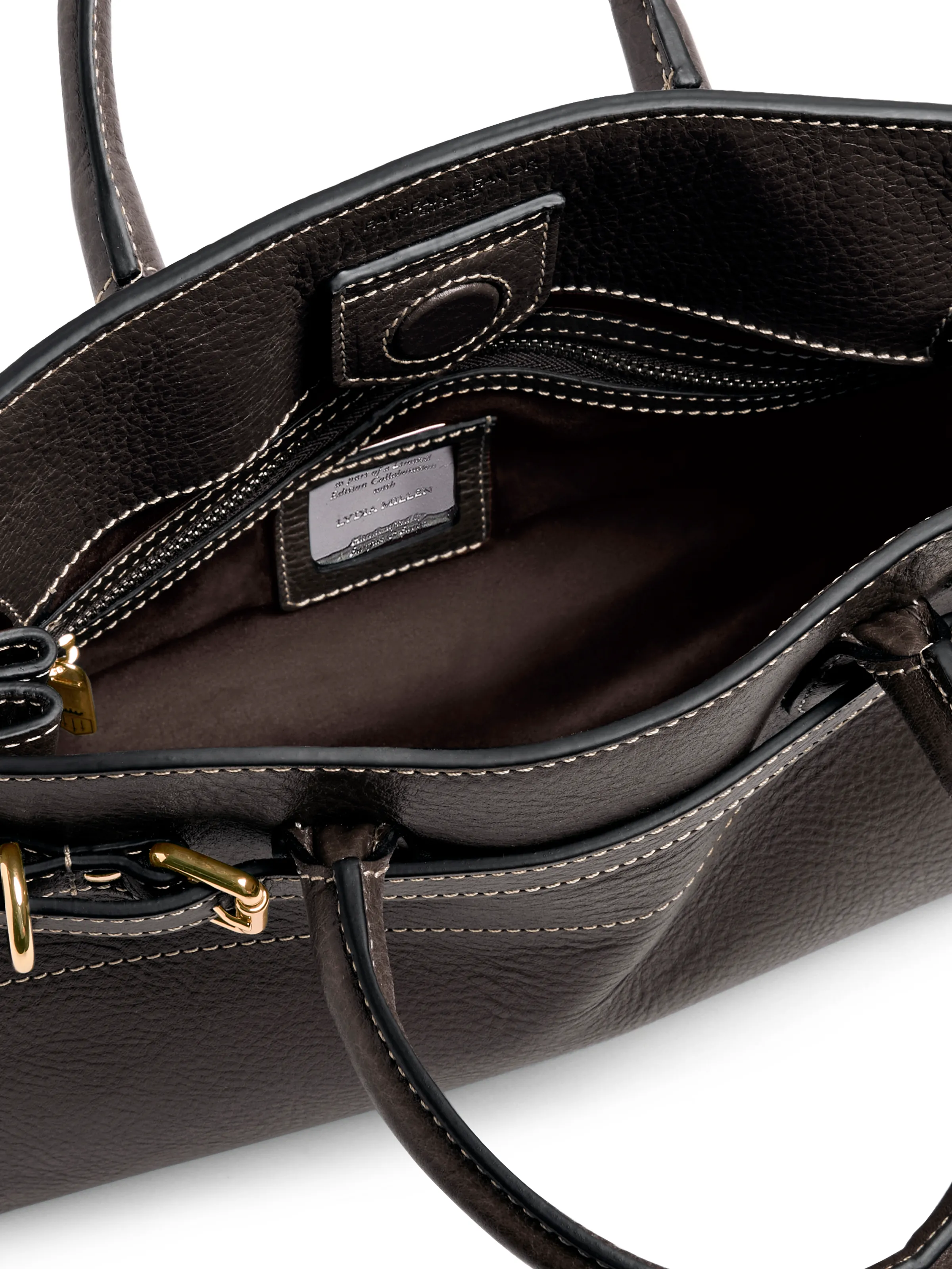 Town & Country Collection - Top Handle Bag - Chocolate Pebbled Leather - Image 4